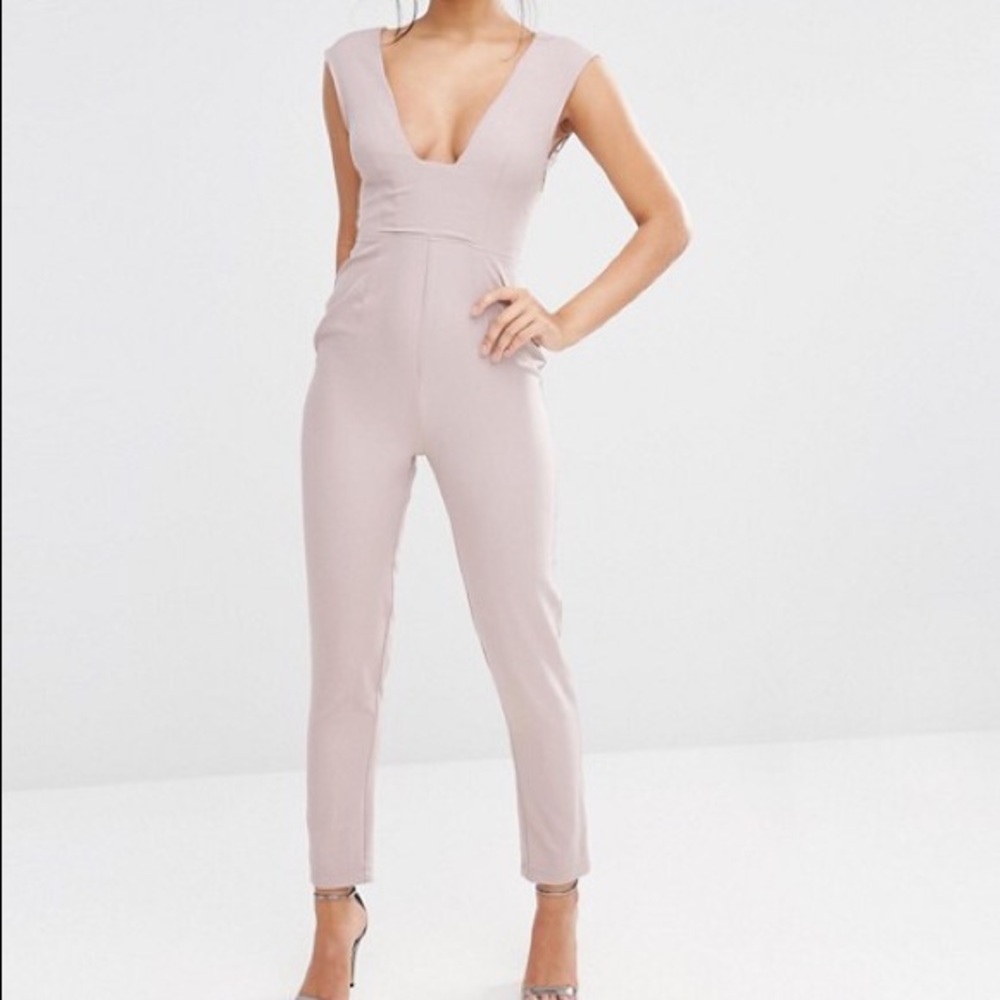 ASOS Missguided Purple Lace Back Detail Jumpsuit